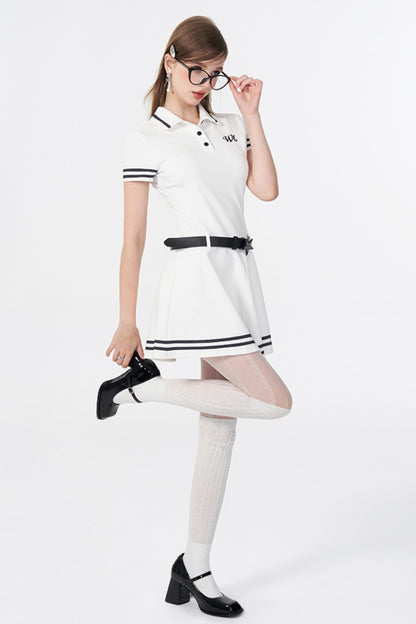 White Logo Polo Dress