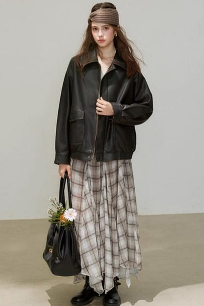 Back Brown Leather Jacket