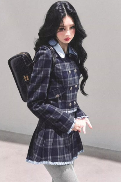 Proust Blue Plaid Suit Set-Up