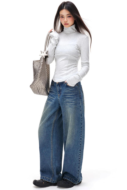 Vintage Distressed Whiskered Jeans