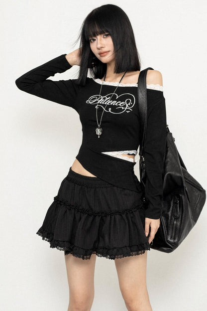 Lace Edge IRREGULAR T-SHIRT