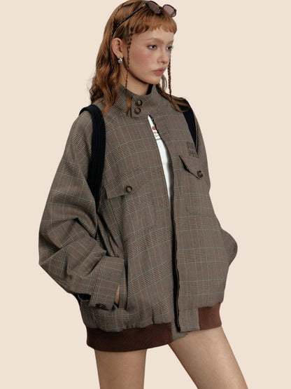 Versatile Retro Checked Jacket