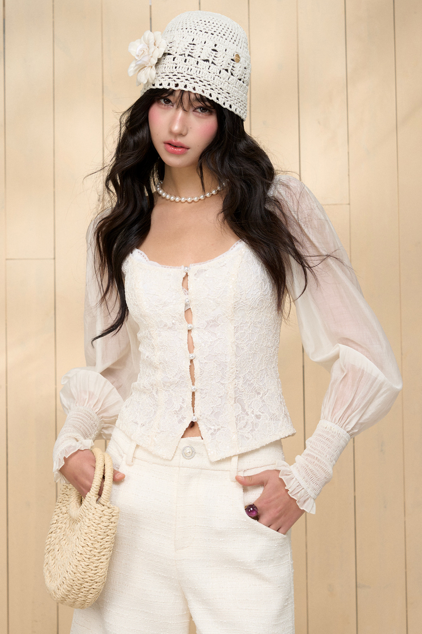 Sequin Lace Court Blouse Set-Up