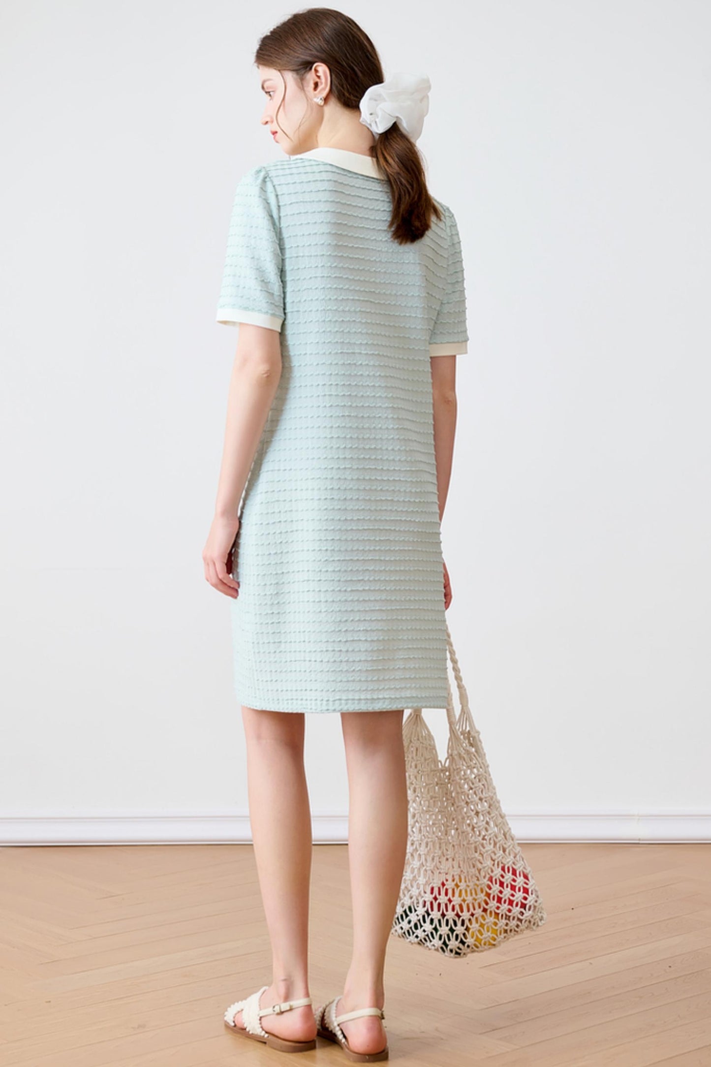Summer Blue Striped Polo Dress