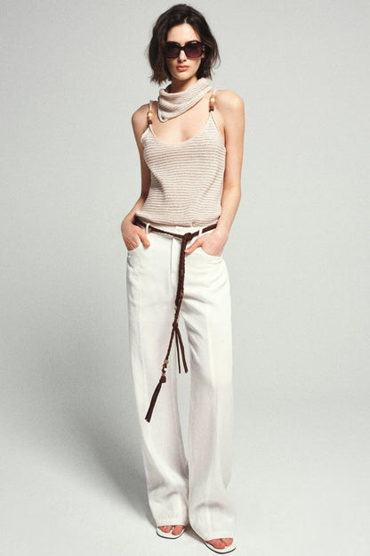 Draped Wide Leg Linen Pants
