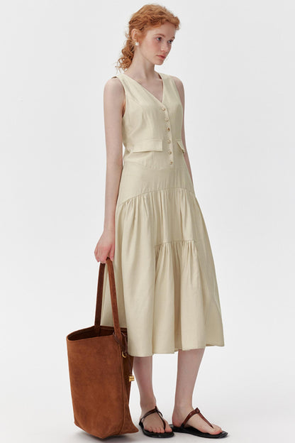 V-Neck Linen Summer Dress