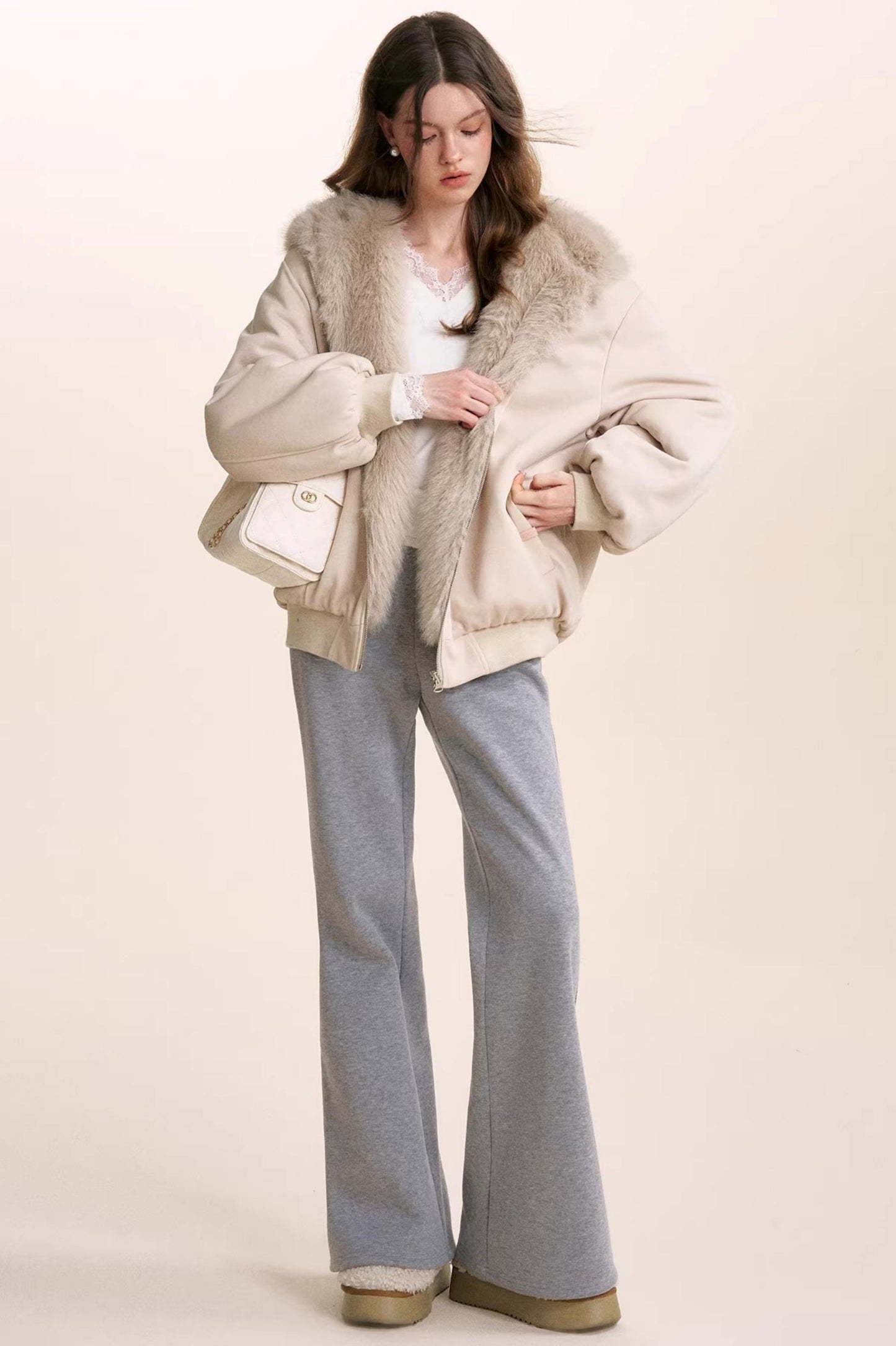 Cashmere Velvet Lace Flared Pants