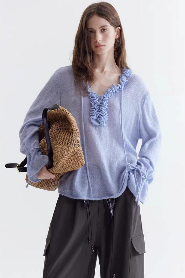Ruffled Merino Wool Sweater