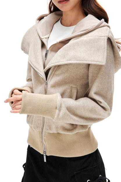 Woolen Slanted Collar Coat
