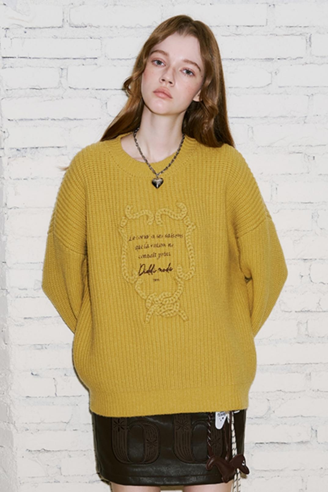 DIDDI MODA Dribbeln bestickt Premium Letter Stickerei Rundhalsausschnitt Pullover Herbst/Winter 2024 Neue vielseitige Top