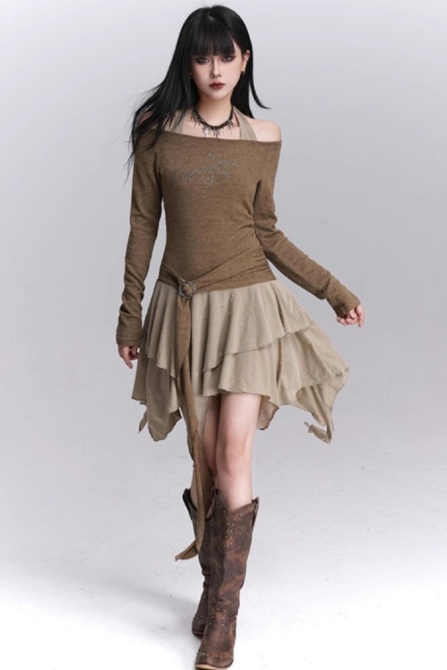 Halter Neck Off-Shoulder Dress