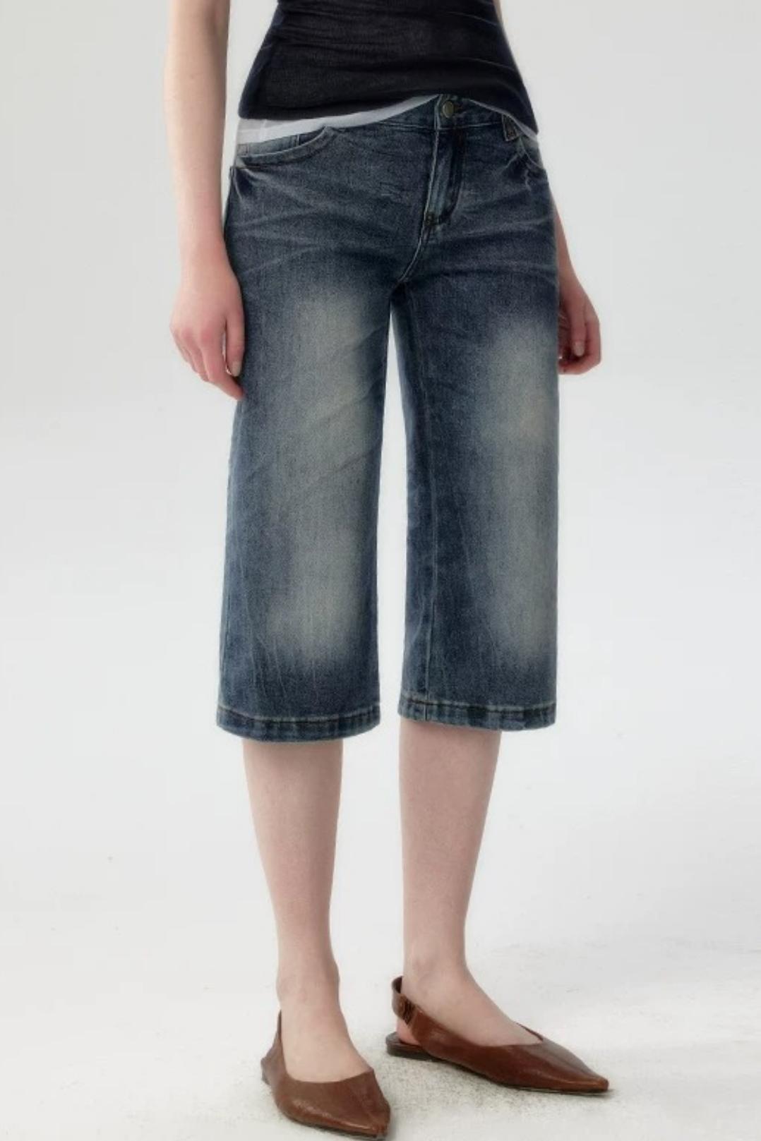 Short in denim lavato retrò