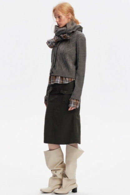 Wool Twist Cardigan Sweater Set-Up