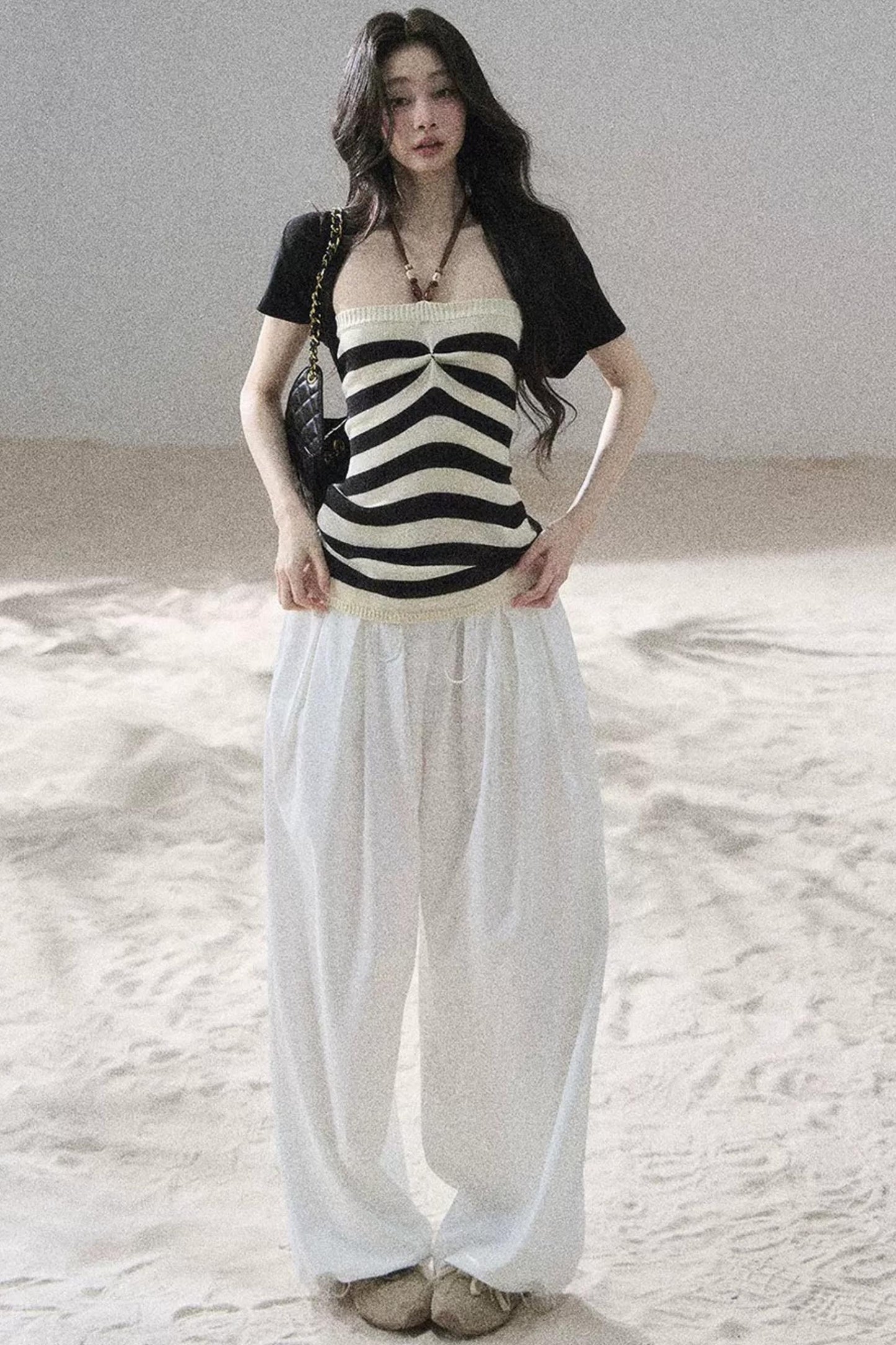 Flowing Twilight Striped Top Set