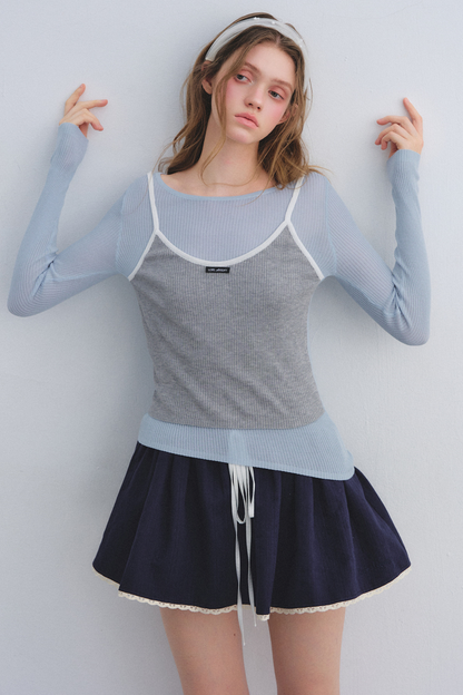 Farbblockiertes Strick-Camisole-Top