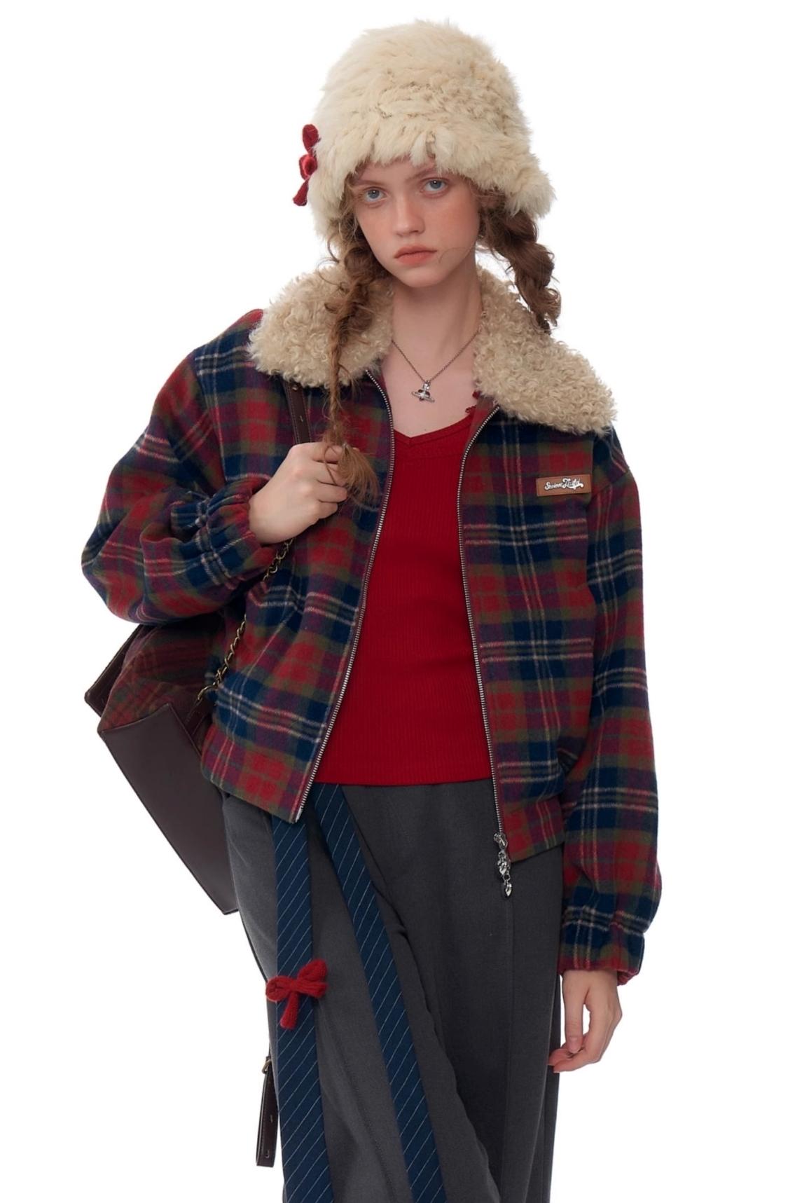 Retro Plaid Fleece Jacket