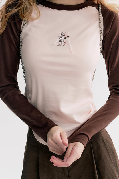 Rose Kitten Cotton Long Sleeve T-Shirt