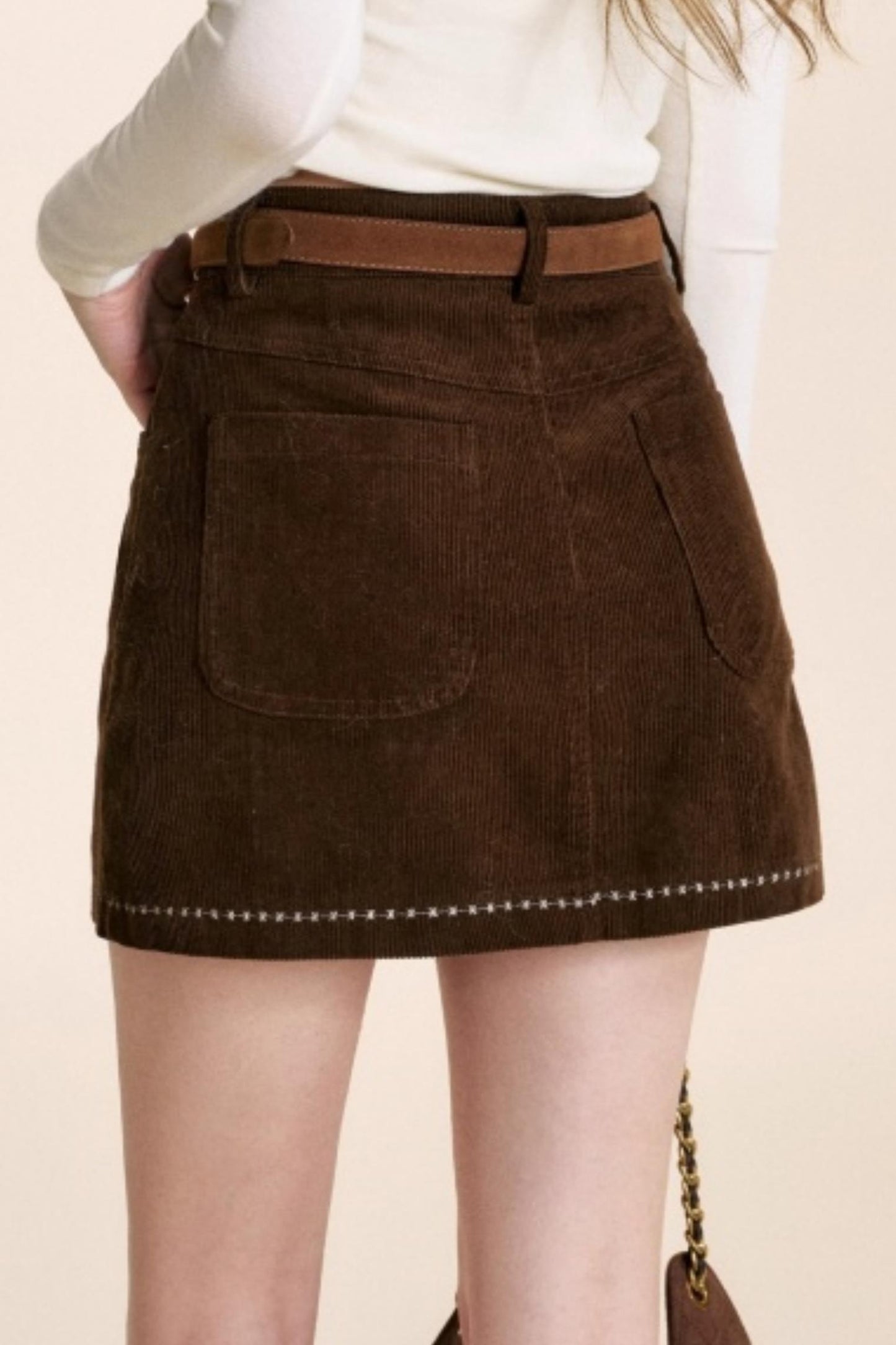 Safari Corduroy A-Line Skirt