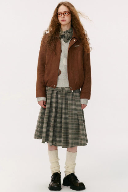 Autumn Plaid Midi Skirt