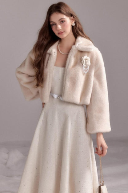 Winter Rabbit Fur Short Lapel Coat