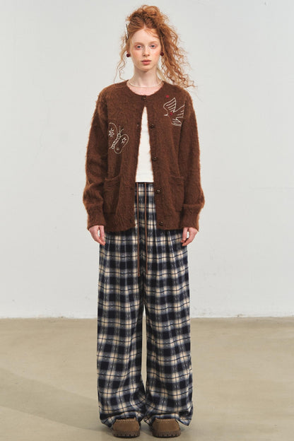 Lazy Check Wide-Leg Pants