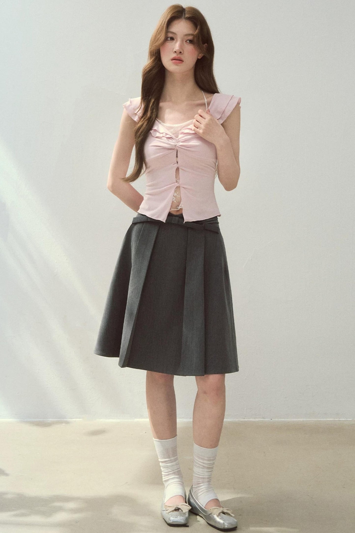 Two-Tone Ruffled Blouse