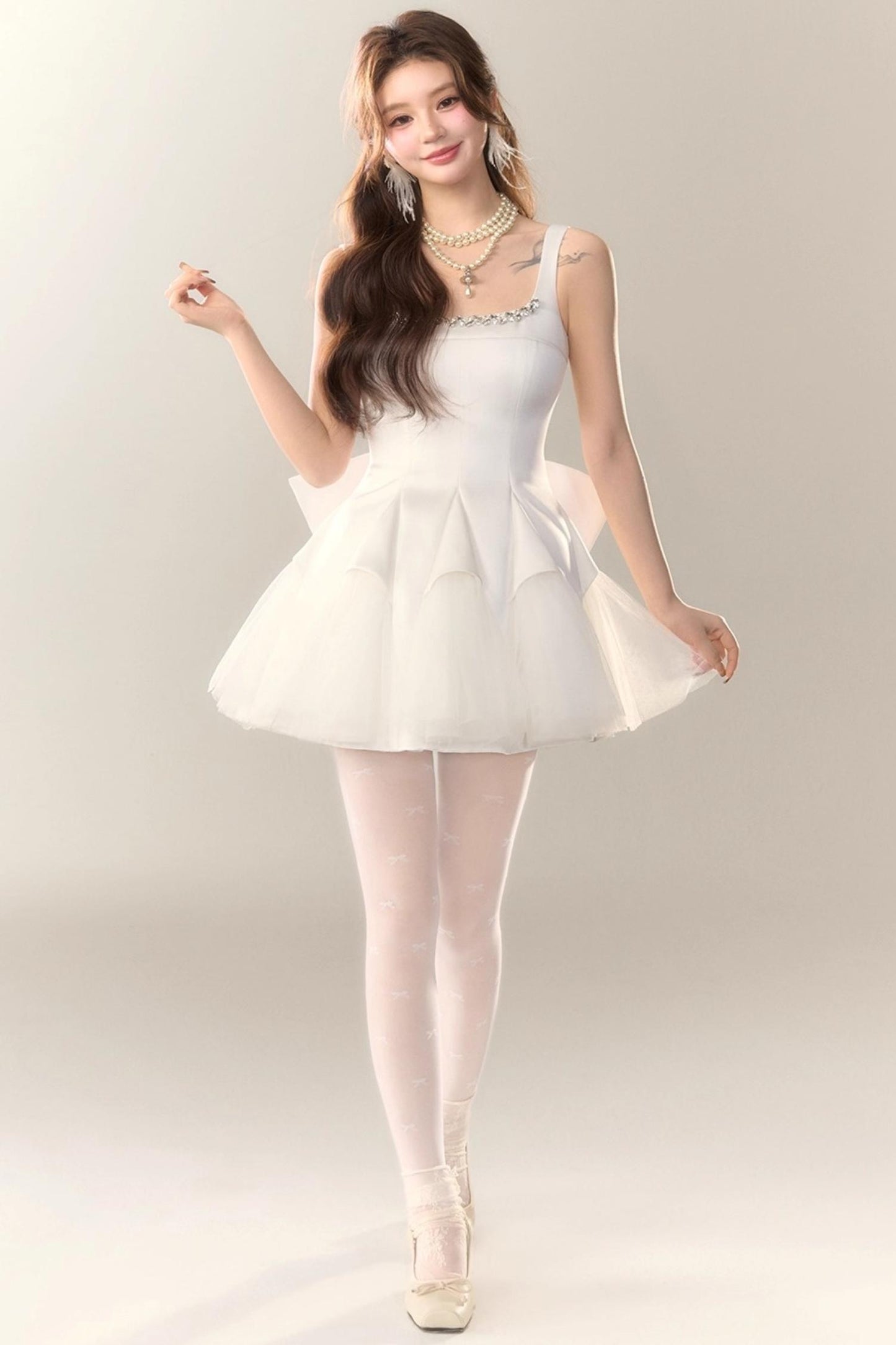 Swan Dance Mesh Panelled Slip Dress