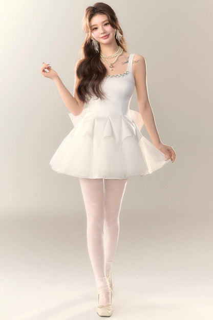 Swan Dance Mesh Panelled Slip Dress