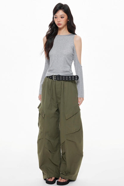 Vintage Gray Knitted Long Sleeve T-Shirt