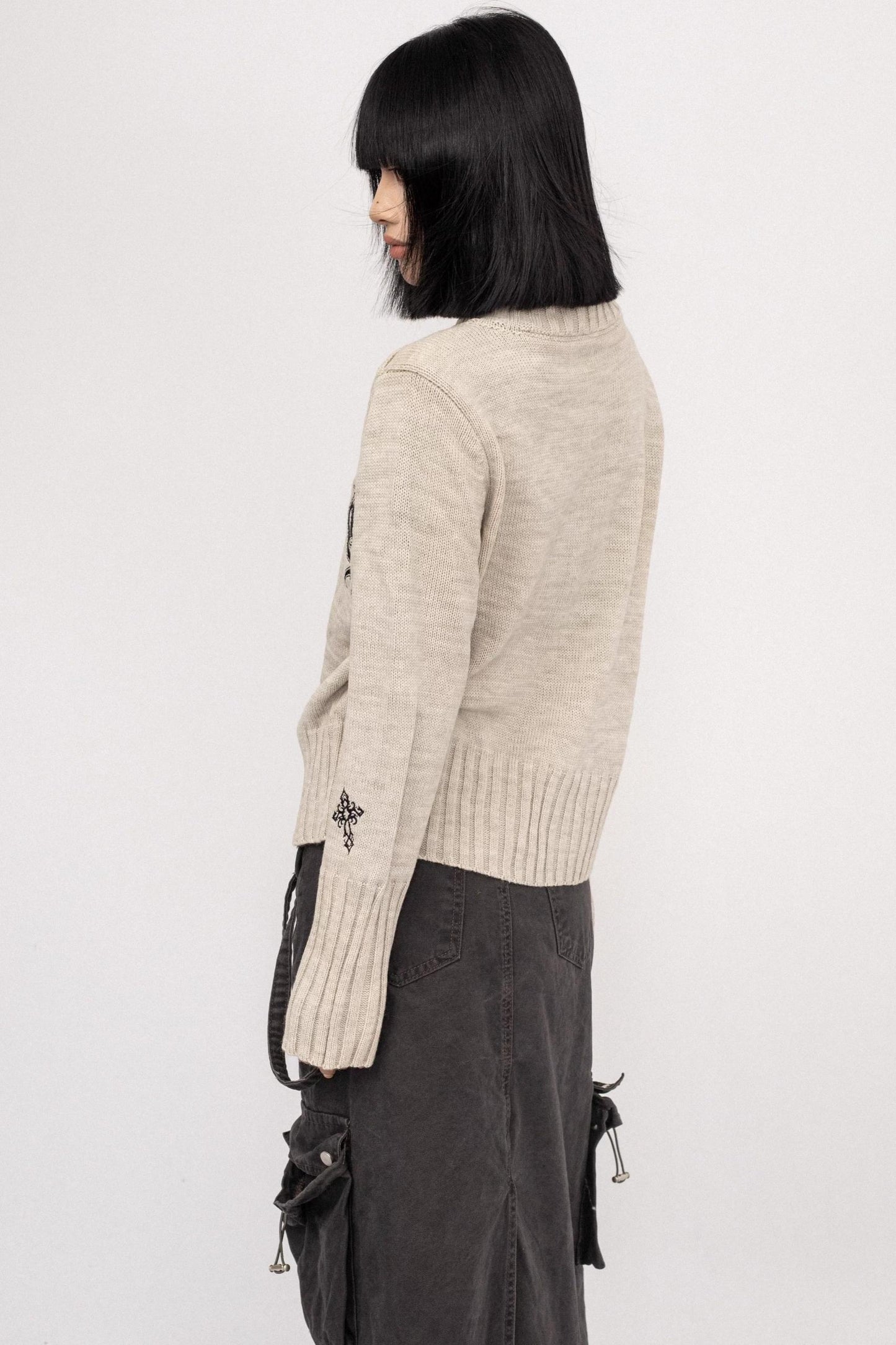 Vintage Spice Jacquard Knitted Cardigan