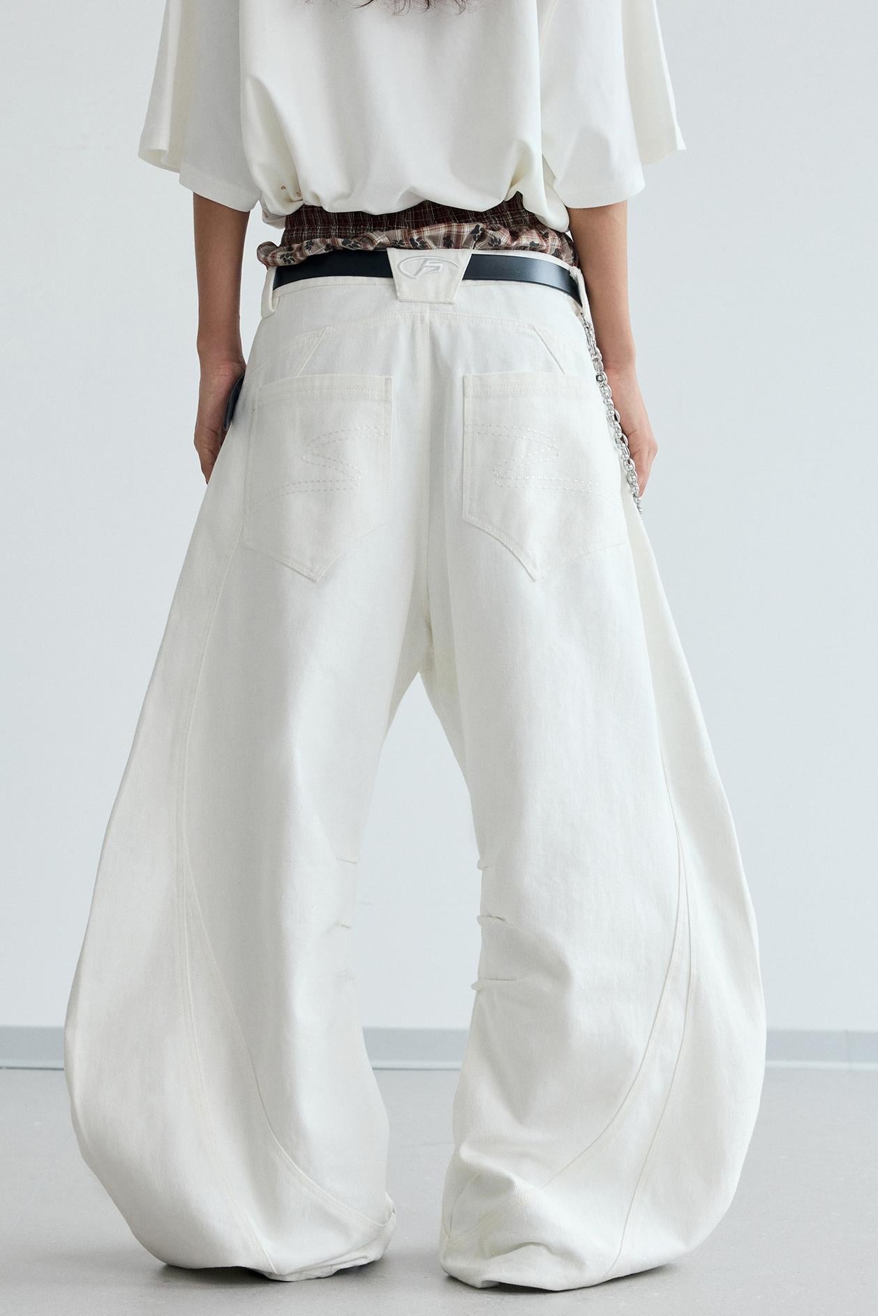 Frayed Wide-Leg Machete Jeans