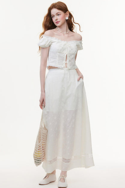 Skeleton Embroidered Two-Piece Skirt Set-Up