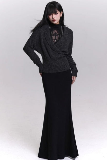 Autumn Black Knit Sweater