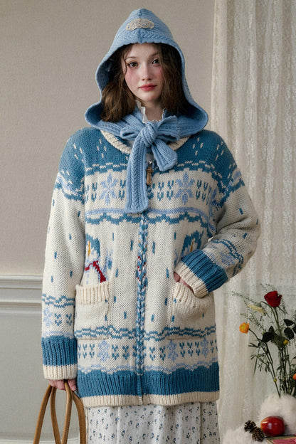 Nordic Snow Wool Knit Jacket