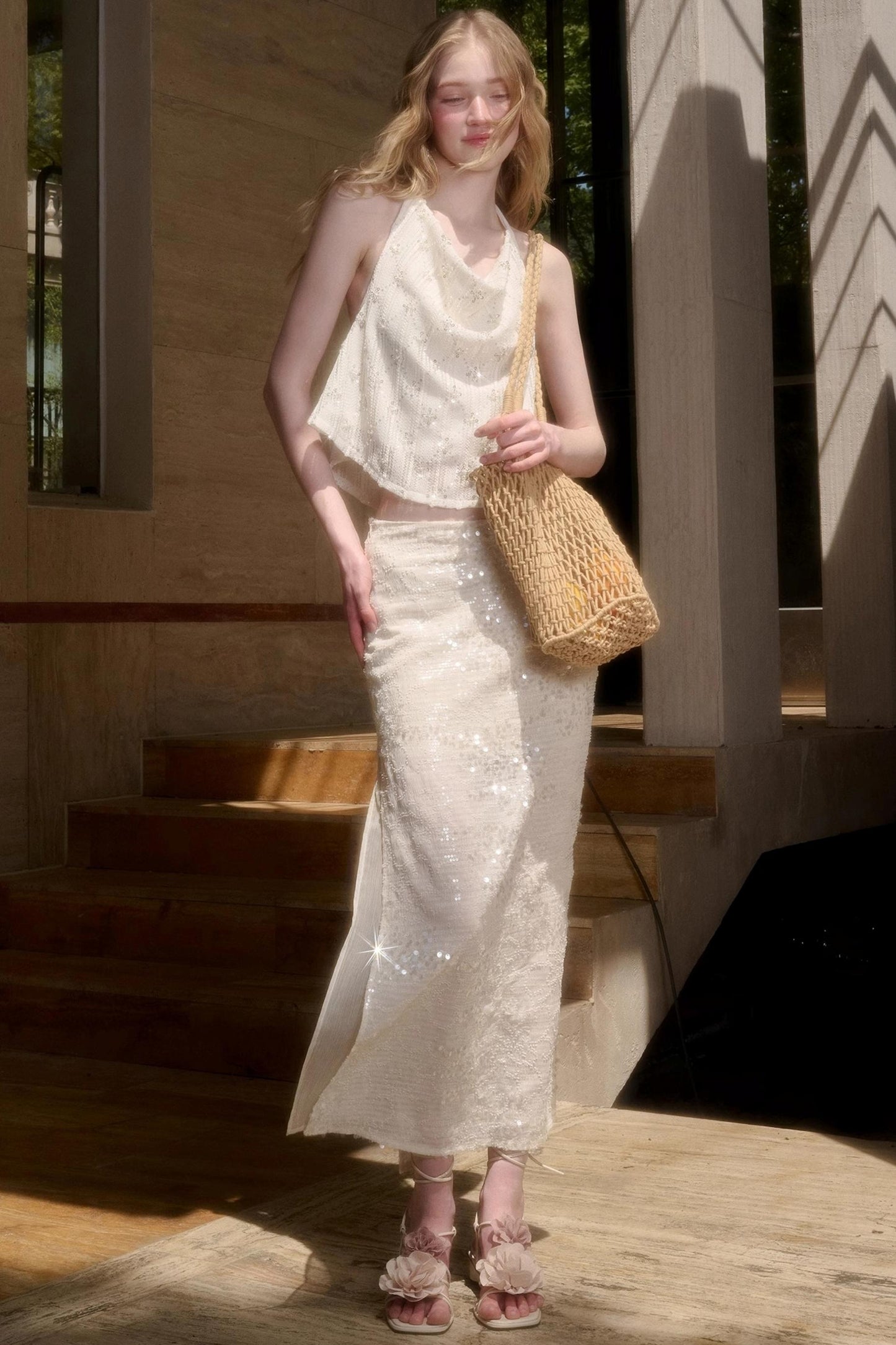 Celestial Slouchy Suit With Knit Skirt Set-Up