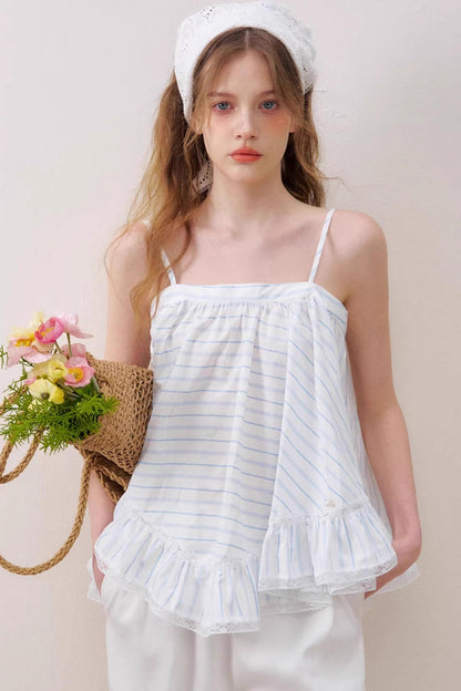 Lace-Trimmed Striped Cami
