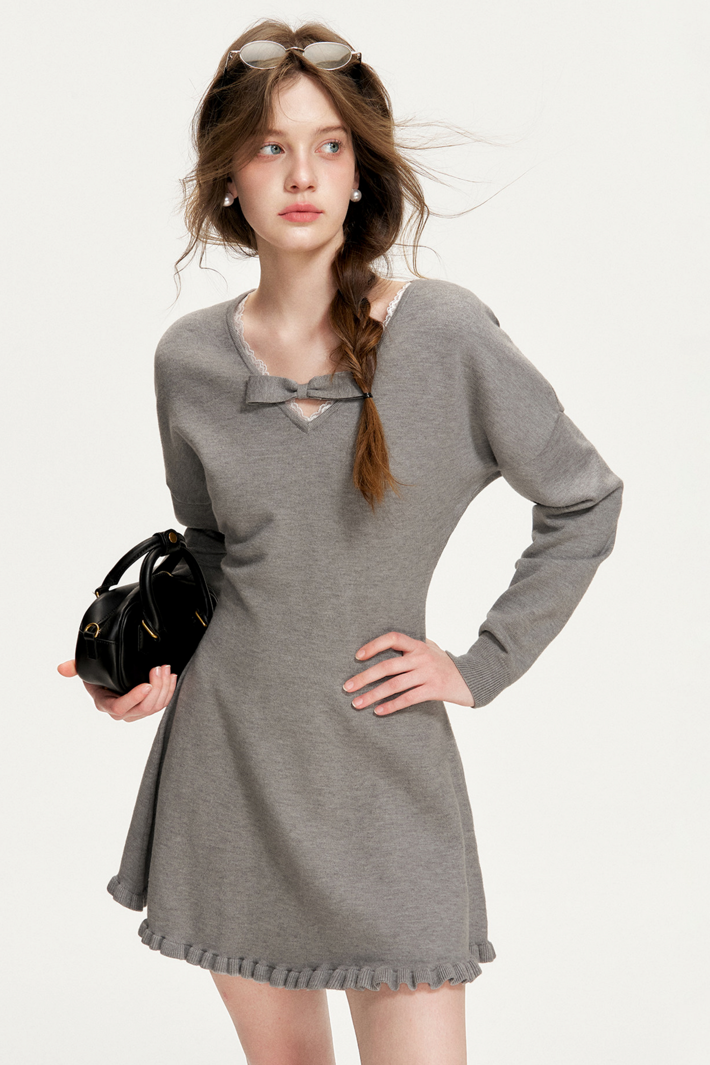 Romantic Bowknot Knitted Dress