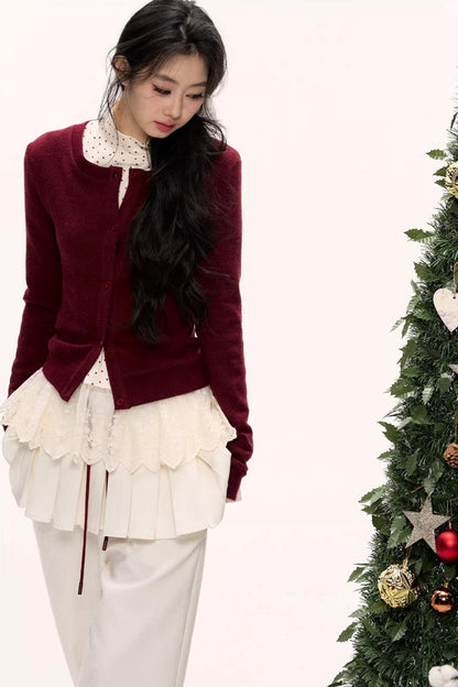 Warm Red Knit Cardigan