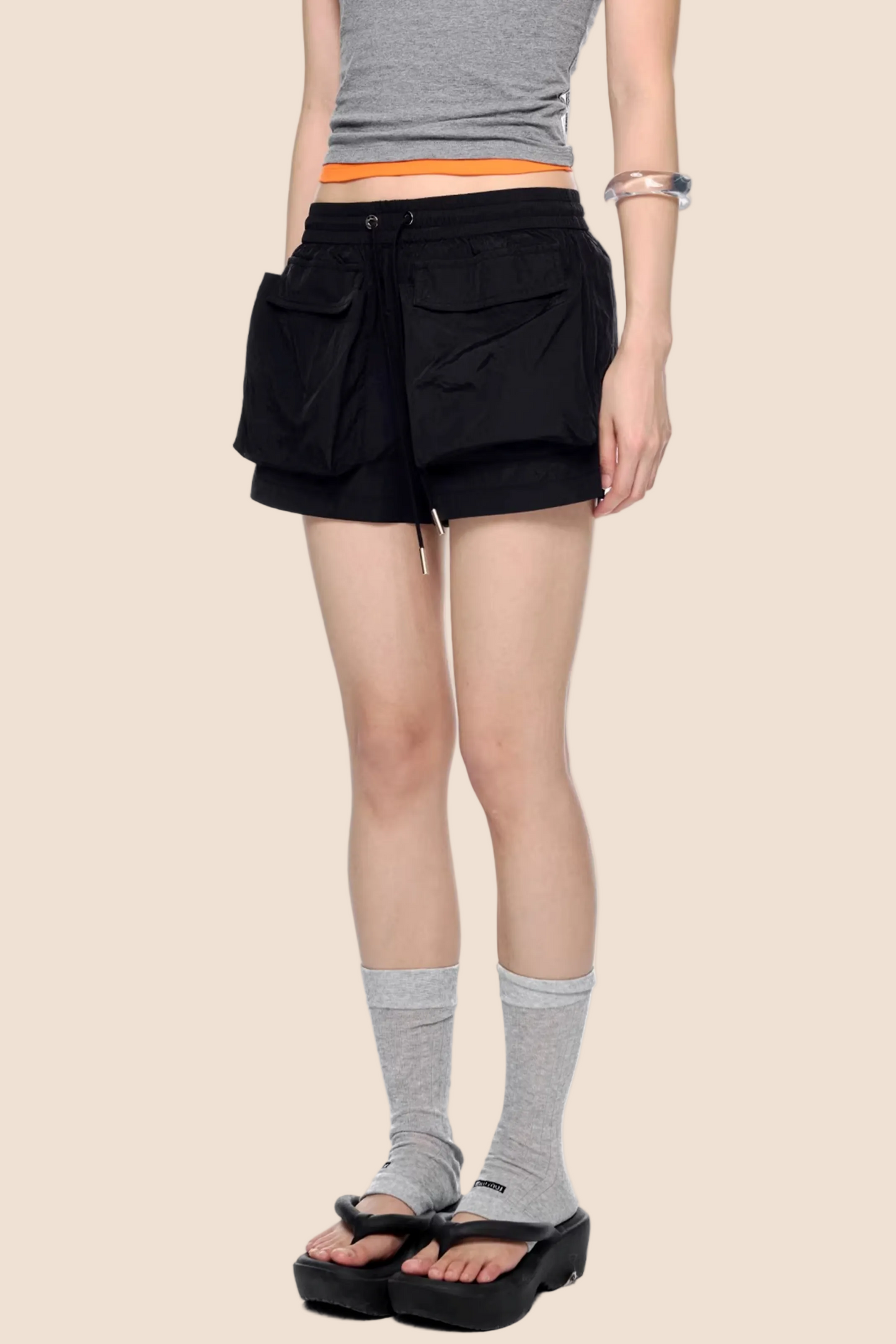 Pleated Quick-Dry Sports Shorts