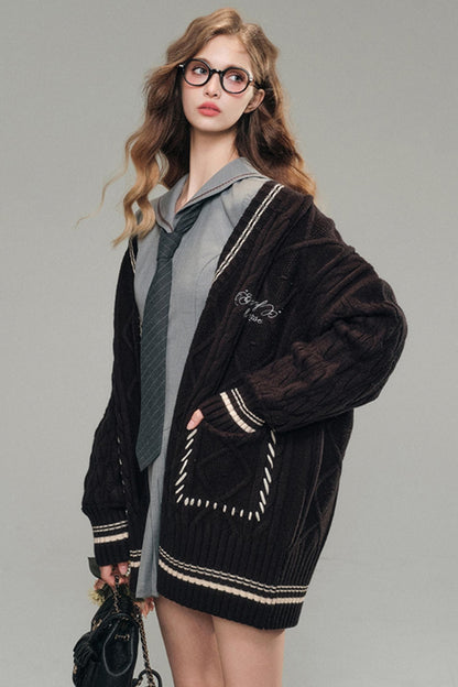 Es lebe die Milchstraße [21.9 20:00] "Mood Old Collection" warme oversized Pulloverjacke zweifarbig bestickt