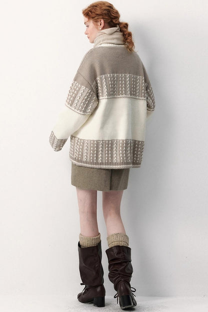 Fair Isle Retro Color-Blocked Sweater