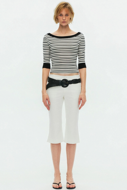 Lyocell Tencel Striped Knit Sweater