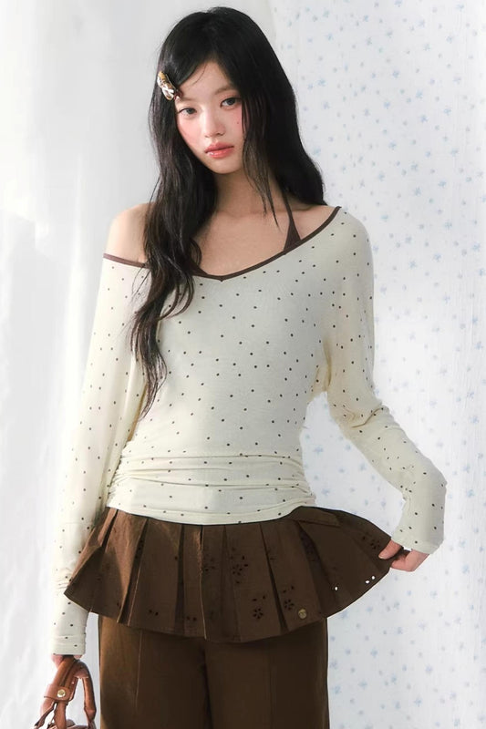 Polka Dot Off-Shoulder Blouse