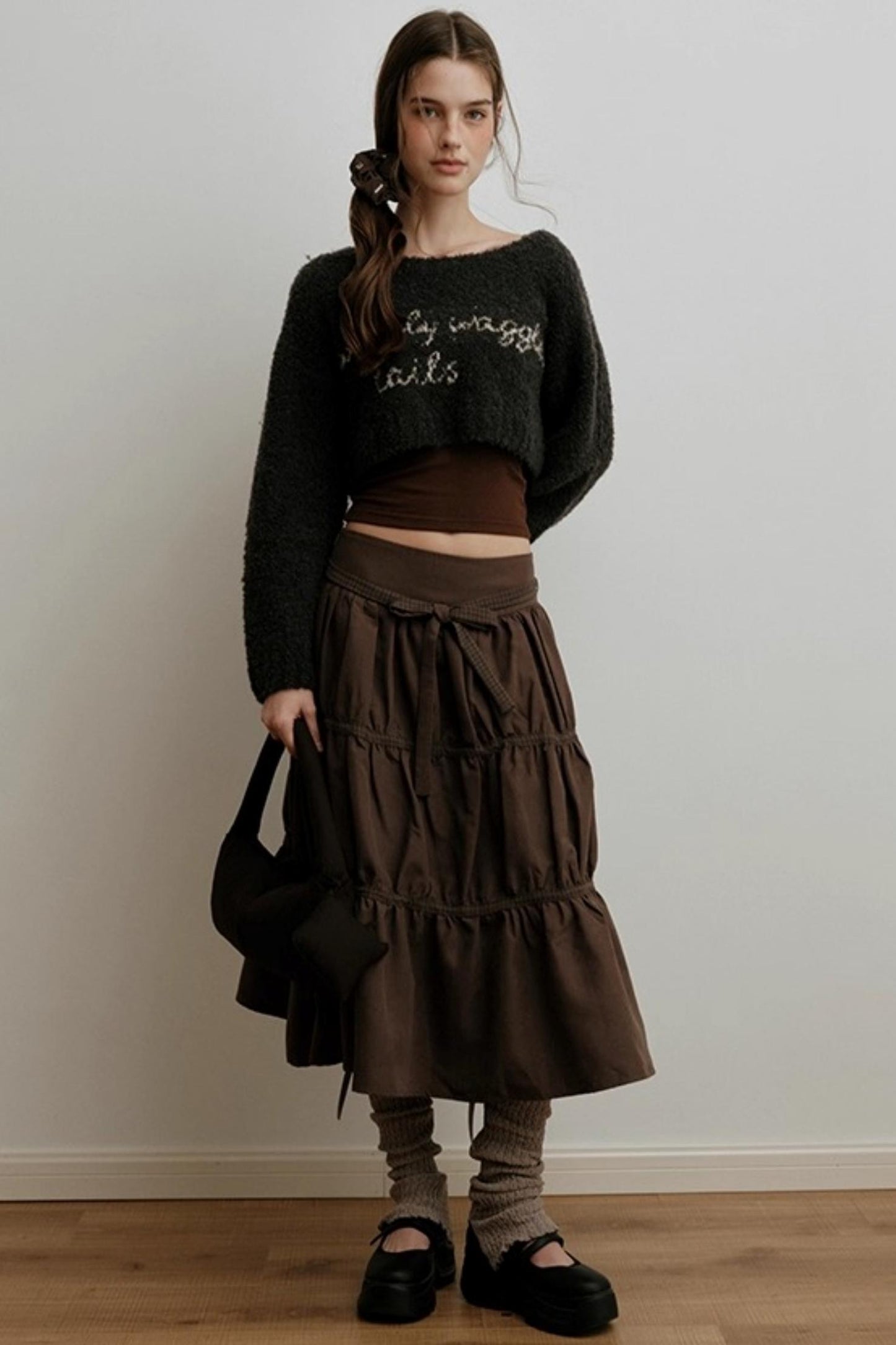 Sunset Suede Spliced Belt Umbrella Skirt