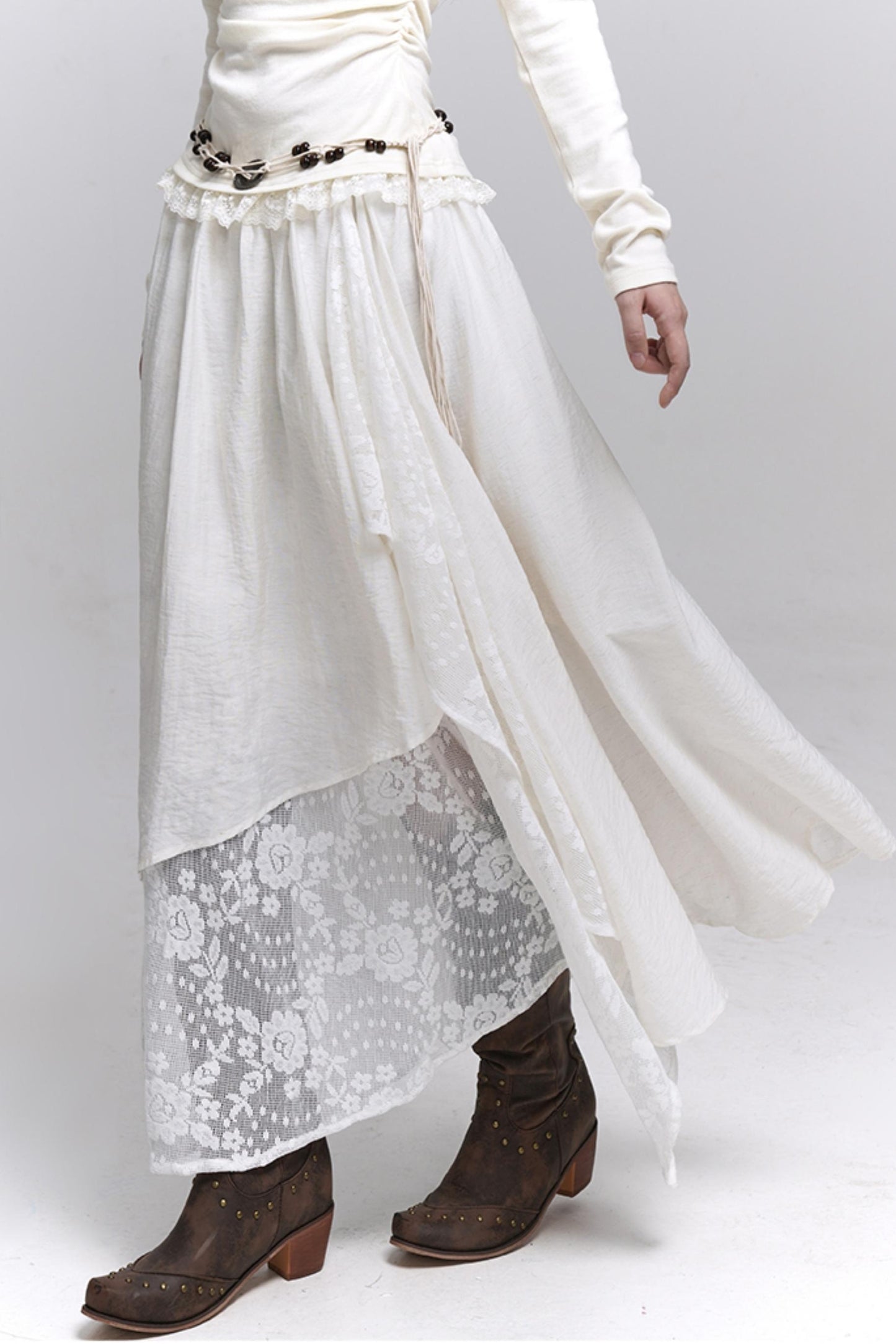 Artistic Brown Long Skirt