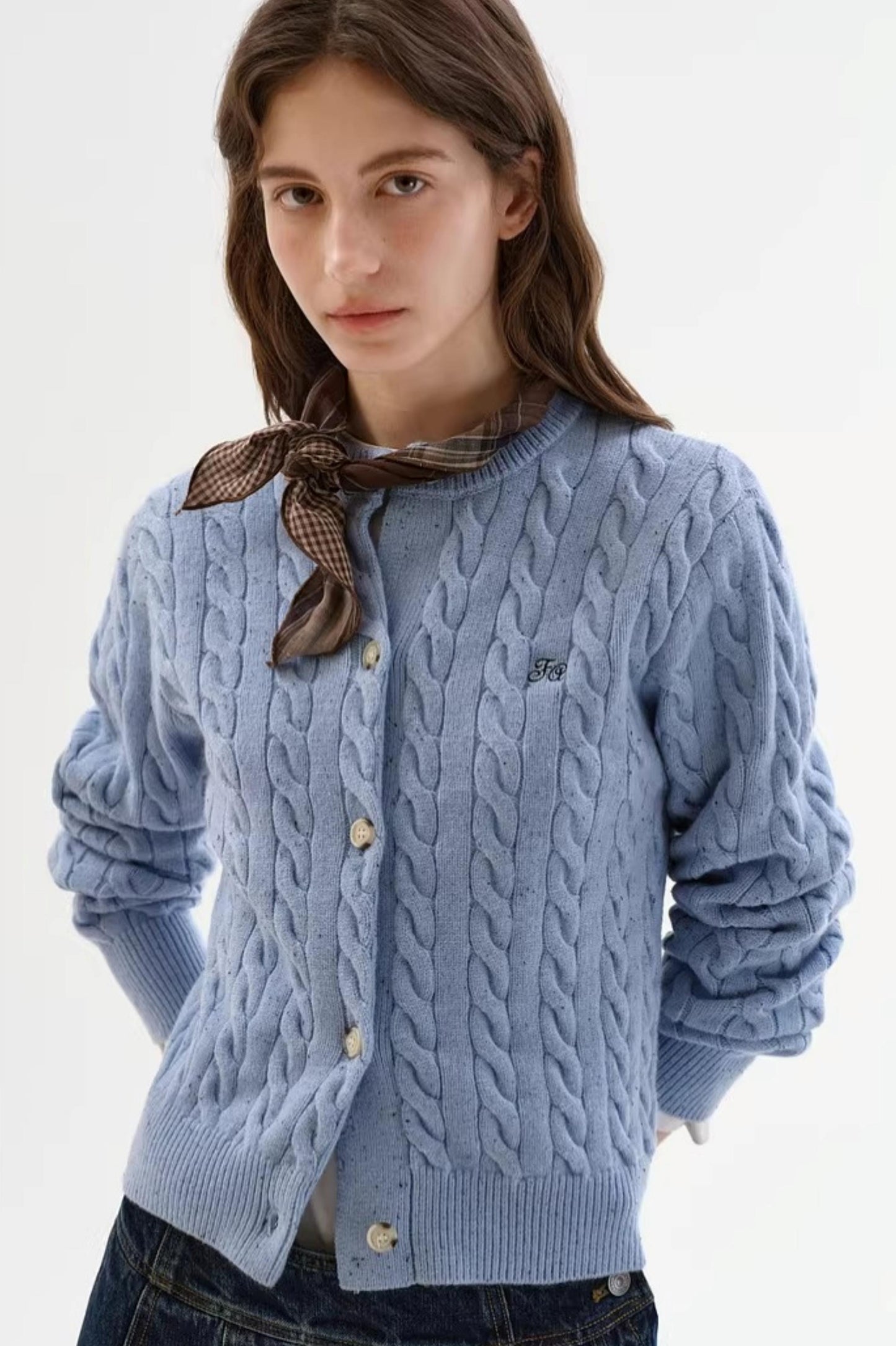 Speckled Cable Knit Cardigan