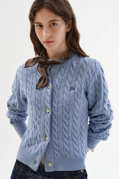 Speckled Cable Knit Cardigan