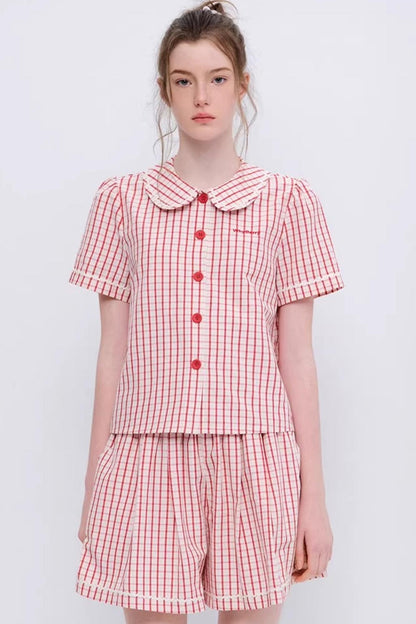 Camicia con colletto da bambola Isola al tramonto