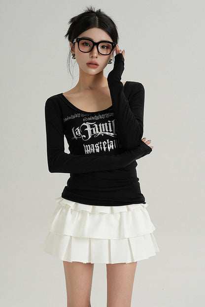 Slim Fit Letters Scoop Neck Shirt