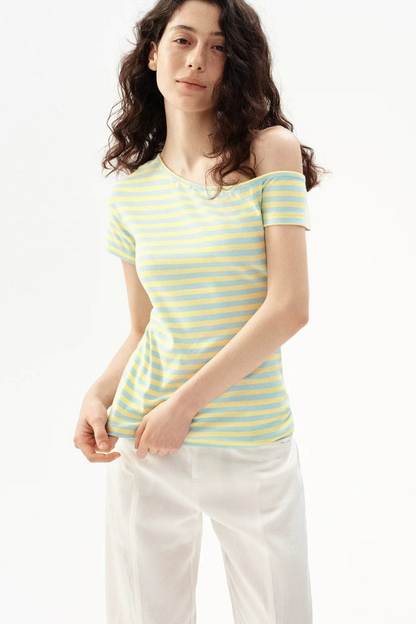 Striped Off-Shoulder Crop Top